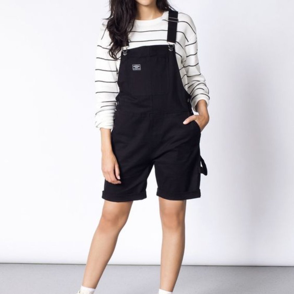Wildfang small black denim shortall short overall